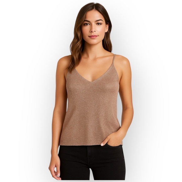NWOT Topshop Metallic Rose Gold Cami Tank Top Size 8 - Picture 1 of 8